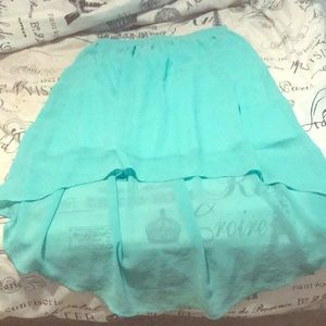 Mint green high low skirt